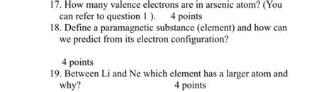 Solved 17. How many valence electrons are in arsenic atom? | Chegg.com