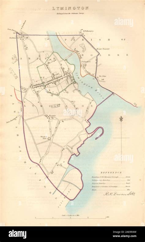 LYMINGTON borough/town plan. BOUNDARY COMMISSION. Hampshire. DAWSON 1837 map Stock Photo - Alamy