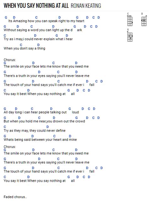 When You Say Nothing At All | Guitar chords and lyrics, Ukulele songs, Ukulele chords songs