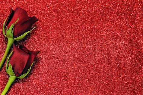 Two Red Roses On Red Glitter Free Stock Photo - Public Domain Pictures