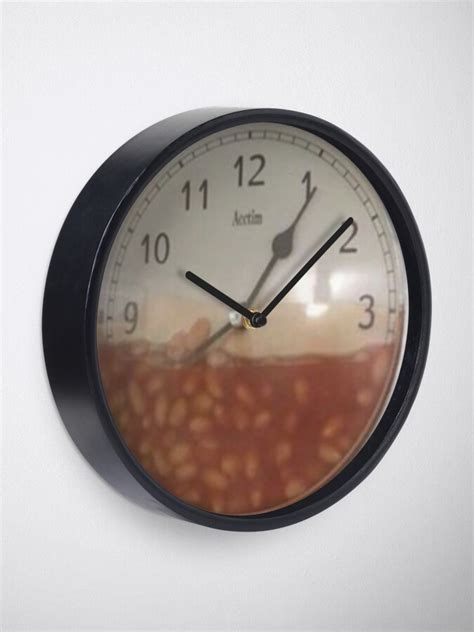 "cursed image of baked beans in a clock." Clock by crumpetstrumpet | Redbubble