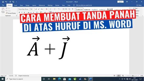 Cara Membuat Tanda Panah di Atas Huruf di Microsoft Word - YouTube