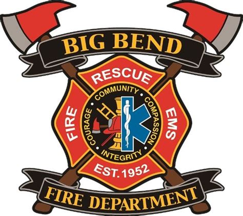 Carved 3-D wall plaque of the seal/badge of the Big Bend Fire Department. This and similar ...