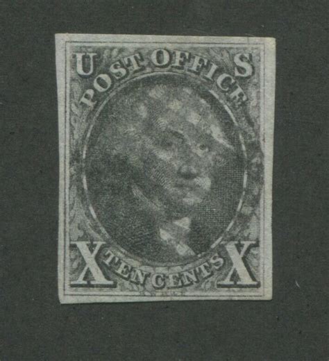 1847 United States George Washington Postage Stamp #2 Used VF Grid ...