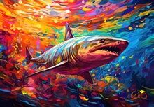 Colorful Watercolor Shark Art Print Free Stock Photo - Public Domain Pictures