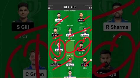 Mi vs Gt Dream11 Team | Dream11 today match MI | MI vs GT 2023 DREAM 11 ...