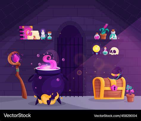 Magic room interior composition Royalty Free Vector Image