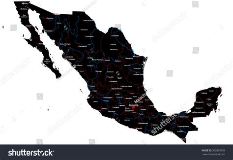 Large Detailed Map Mexico Regions Main Stock Vector (Royalty Free ...