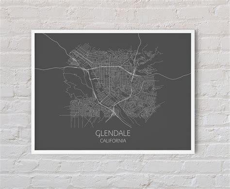 Glendale Map Print Poster, Los Angeles Map, LA Map, California Map ...