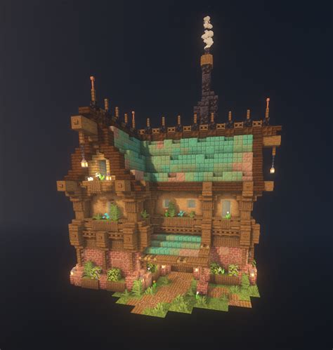 Copper House | Minecraft roof, Minecraft cottage, Minecraft steampunk