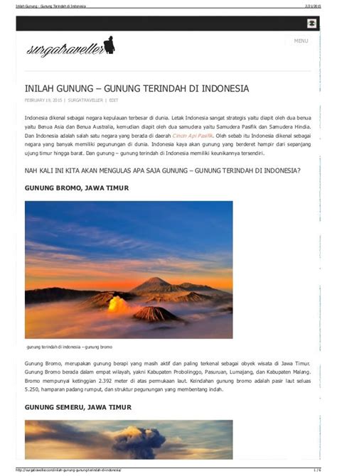 Inilah gunung gunung terindah di indonesia