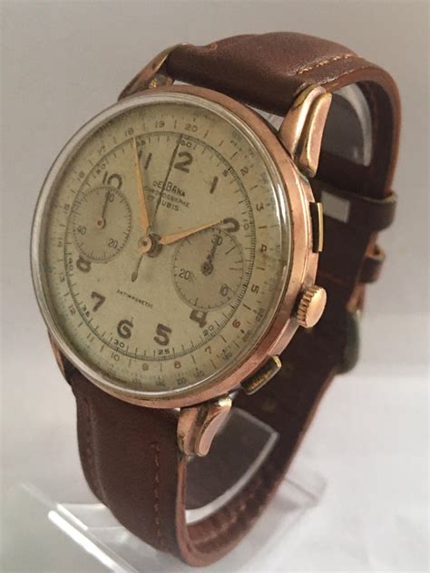 Gold-Plated Swiss Vintage 1950s Delbana Chronograph Watch at 1stDibs ...