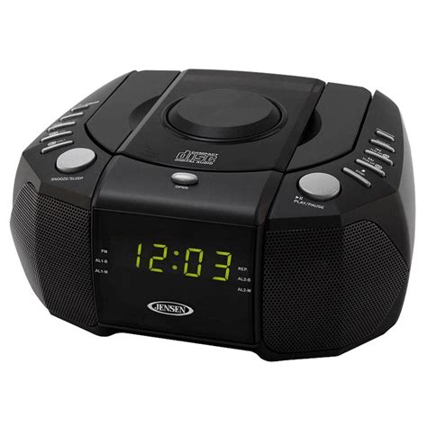 JENSEN AM/FM Stereo Dual Alarm Clock Radio with Top Loading CD Player ...