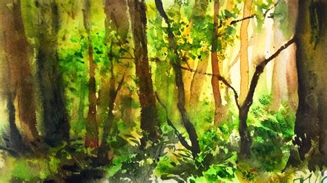 Simple Watercolor Forest Demonstration - YouTube