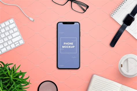 Phone mockup on office desk | Device Mockups ~ Creative Market