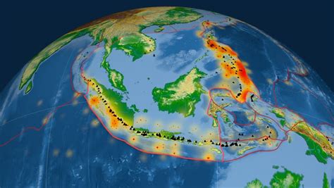 Sunda Tectonics Featured. Satellite Imagery. Plate Extruded And Animated Against The Globe ...