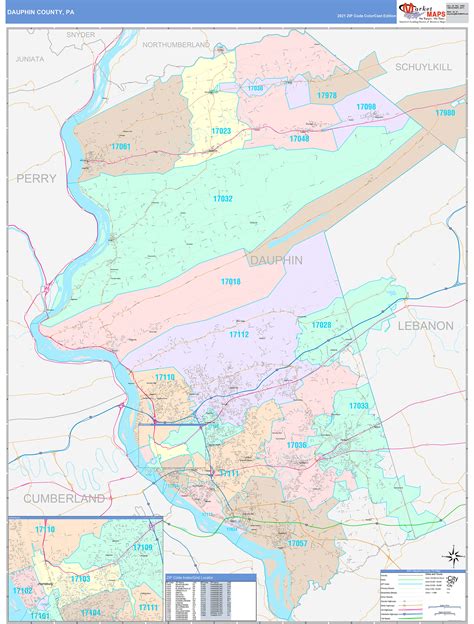 Dauphin County, PA Wall Map Color Cast Style by MarketMAPS - MapSales