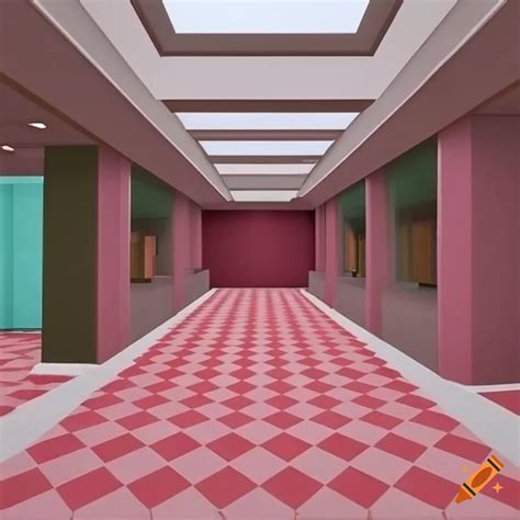 Mid century modern hotel lobby with pastel colors on Craiyon