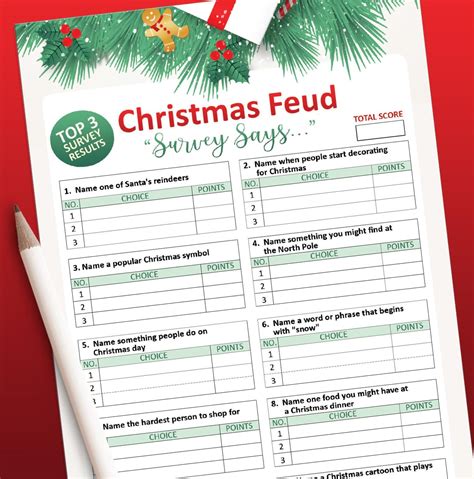 Christmas Games Printable Christmas Feud Game Holiday Party - Etsy | Printable christmas games ...