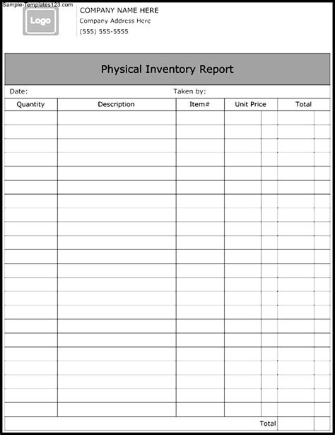 Physical Inventory Report Template - Sample Templates - Sample Templates