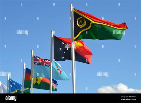 Flags of Polynesia and Melanesia countries flying together include the ...