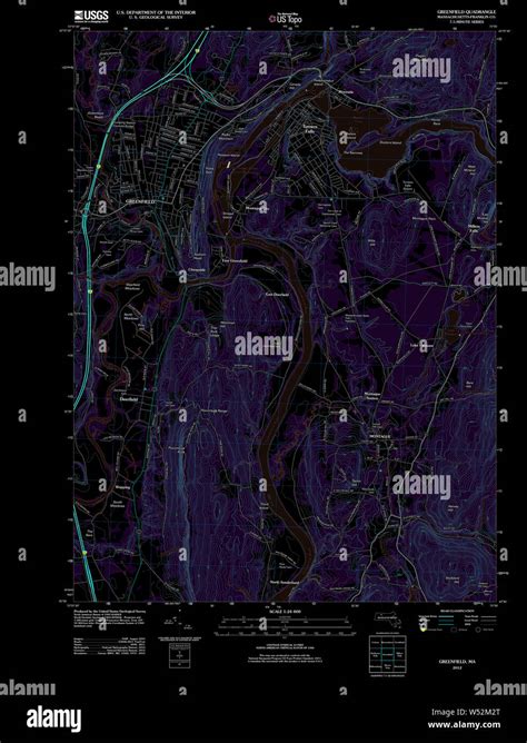 Massachusetts USGS Historical Topo Map MA Greenfield 20120528 TM Inverted Restoration Stock ...