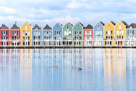 Houten, Netherlands - Traditional Dutch Houses on Canal Stock Photo ...