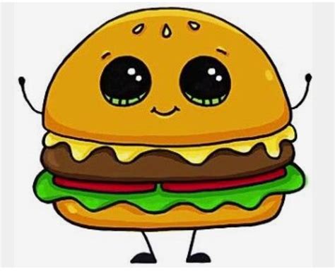 Cute Food Pictures To Draw - Cute Draw Food Kawaii Drawing Really Animals Hamburgers Simple ...