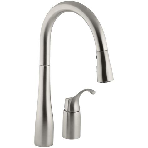 Shop KOHLER Simplice Vibrant Stainless 1-Handle Pull-Down Kitchen Faucet at Lowes.com