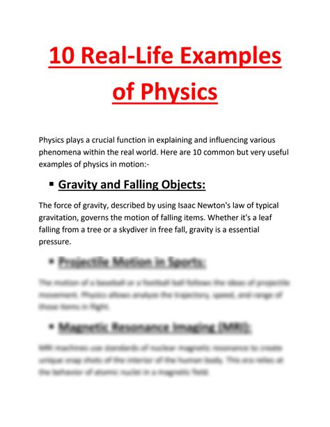 SOLUTION: 10 real life examples of Physics - Studypool