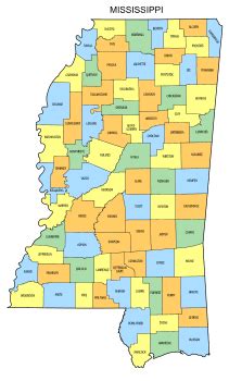 Mississippi County Map (Printable State Map with County Lines) – DIY Projects, Patterns ...