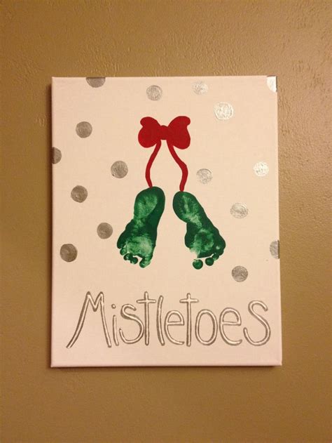 Baby's first Christmas, little mistletoes | Mistletoes footprint craft ...