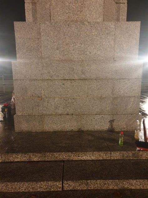 Rochdale Cenotaph being guarded after pro Palestinian protestors vandalise the monument - About ...