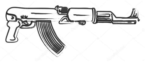 Drawing of Creative Machine Gun Stock Vector Image by ©baavli #64554363