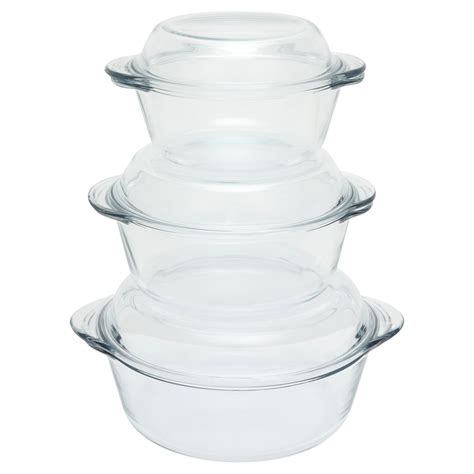 Wilko Glass Casserole Dish Set of 3 | Wilko