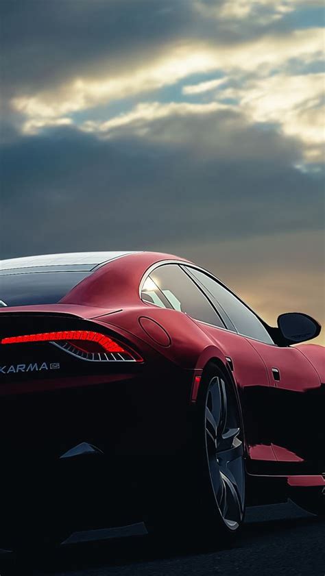 Fisker Karma Car Sunset Night Sky Red iPhone Wallpapers Free Download