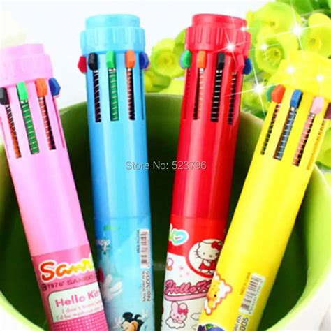 1 pc New Pen 10 Colors Fun Ink Retractable Ballpoint Pen Writing ...