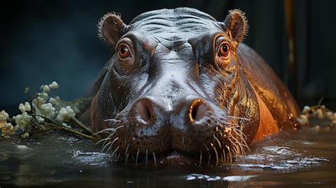 Premium AI Image | Hippopotamus Wallowing in Water