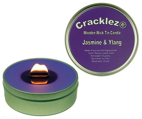 4 pcs Cracklez® Crackling Scented Wooden Wick Tin Candles Jasmine and Ylang. Purple. | Multi ...