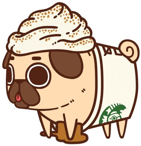 Puglie Starbucks | Perro pug animado, Dibujos kawaii de animales, Pugs adorables