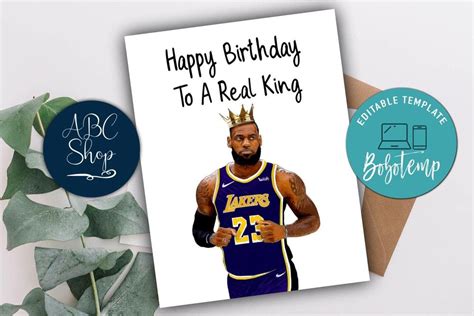 Printable LeBron James Birthday Card Instant Download | Bobotemp