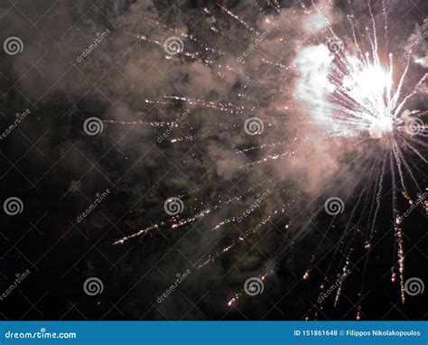 Fireworks at night sky stock photo. Image of effect - 151861648