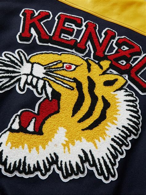 KENZO - Logo-Appliquéd Leather and Felt Varsity Jacket - Black Kenzo