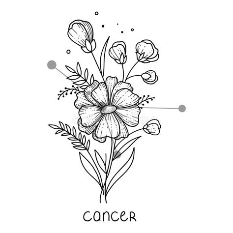 Cancer Horoscope Flower Icon Outline Vector. Zodiac Sign Astrology ...