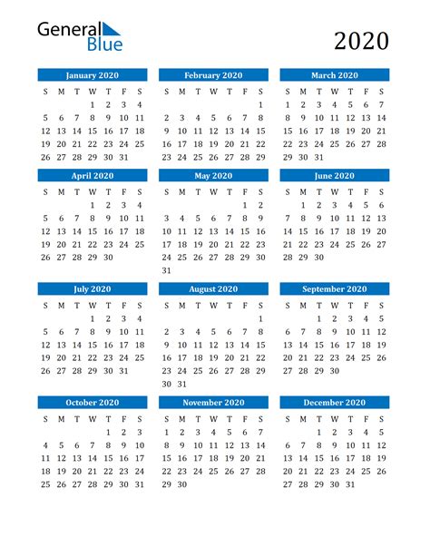 Year Calendar In Excel 2020 | Calendar Printables Free Templates