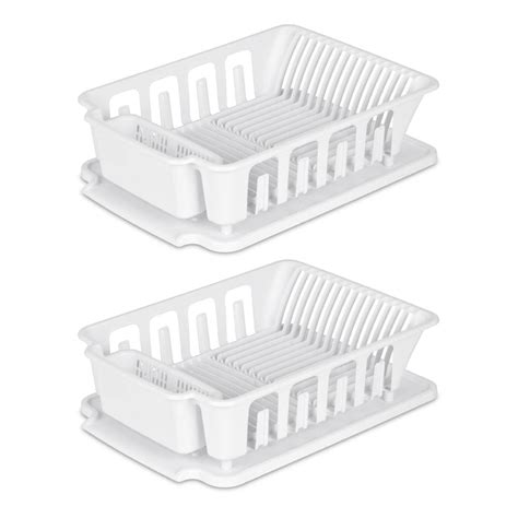 Sterilite Large Plastic Dish Drainer Dry Rack, 2 Pc Sink Drainboard White 2 Pack - Walmart.com ...