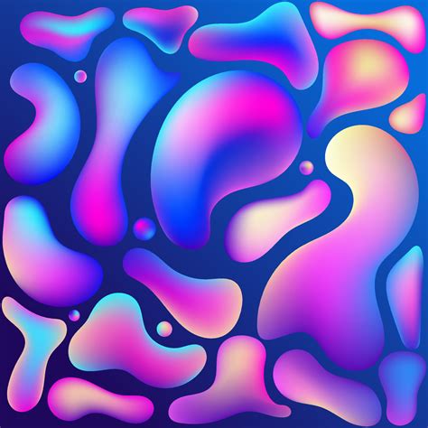 Liquid flow purple, blue 3D neon lava lamp vector geometric set for ...