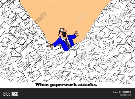 Business cartoon about too much paperwork and being busy. Stock Photo & Stock Images | Bigstock