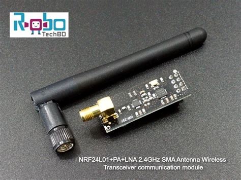 NRF24L01+PA+LNA 2.4GHz SMA Antenna Wireless Transceiver Communication Module - Robotech BD