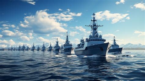 Premium Photo | A 3d wallpaper of modern naval military battle ships in ...